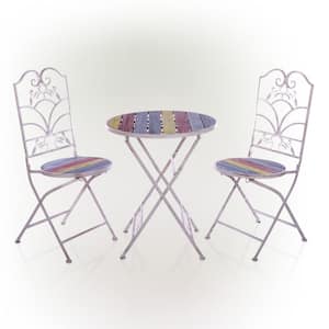 3-Piece Weathered Wood Bistro Set in Multi-Colored