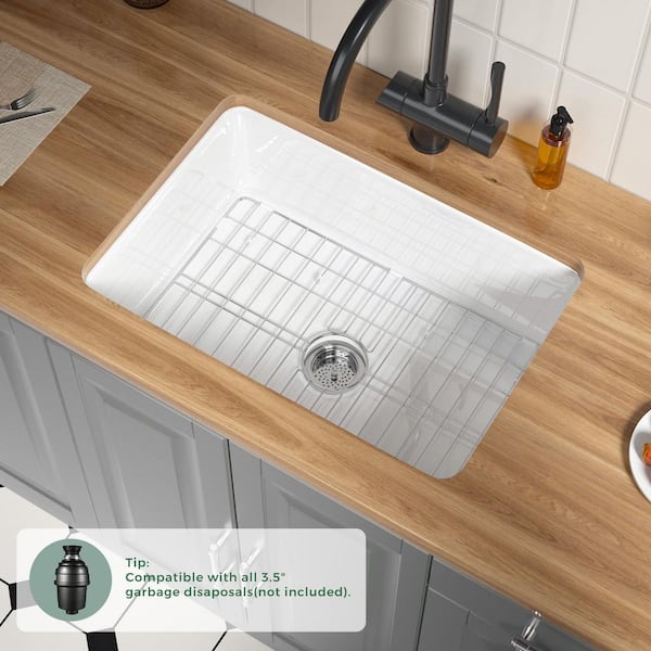 Vomlor 27 in. Fireclay Kitchen Sink Dual Drop-In Undermount