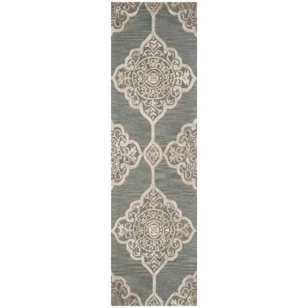 SAFAVIEH Dip Dye Slate/Beige 2 ft. x 6 ft. Medallion Runner Rug