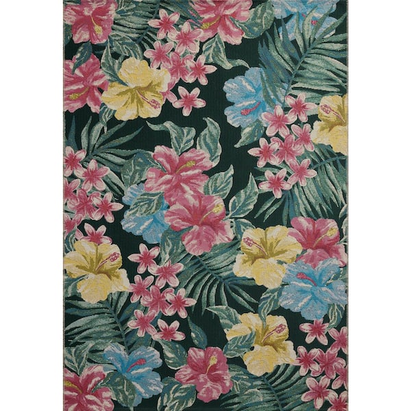 Botanical Midnight / Multi 5 ft. x 3 in. x 7 ft. 8 in. Indoor/Outdoor Area Rug