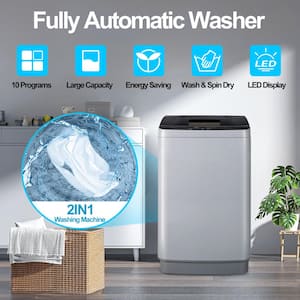 1.8 cu.ft. Top Load Washer in Gray, Fully Automatic Washer and Spiner with Drain Pump, 10 Wash Programs