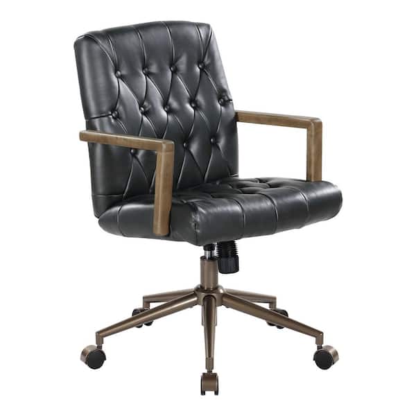 Waltham Faux Leather Upholstered Office Chair in Black with Non-Adjustable Arms