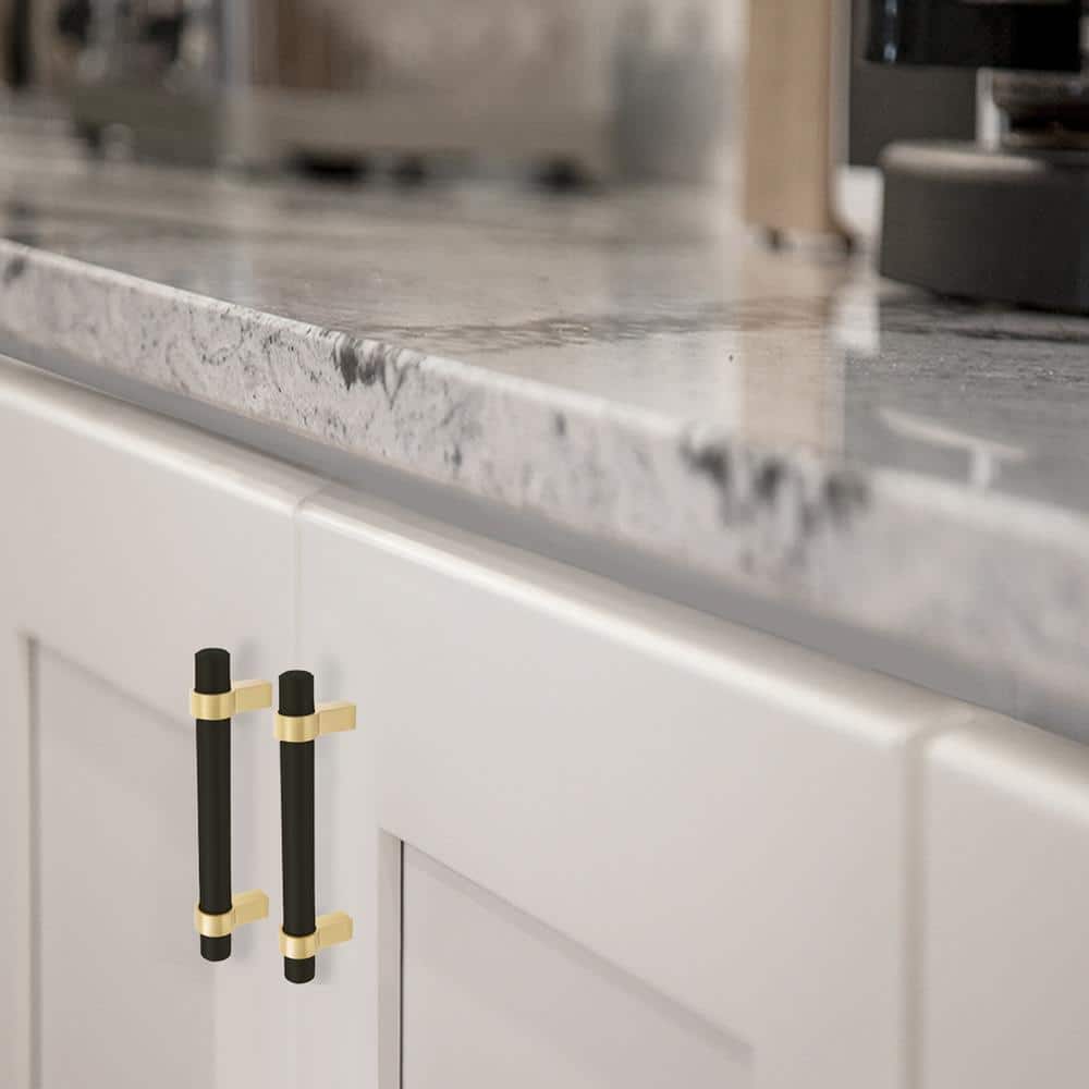 Emery Matte Black and Satin Gold Modern Bar Pull Set