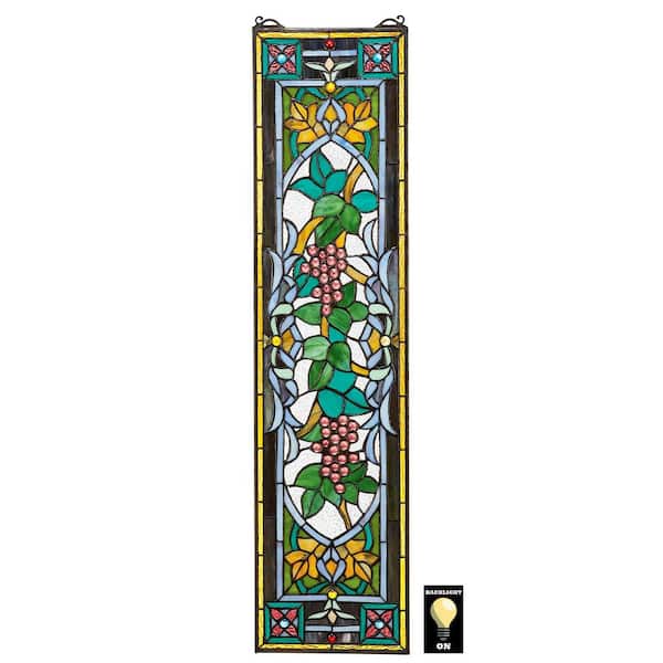Design Toscano Grapes on the Vine Tiffany-Style Stained Glass Window Panel