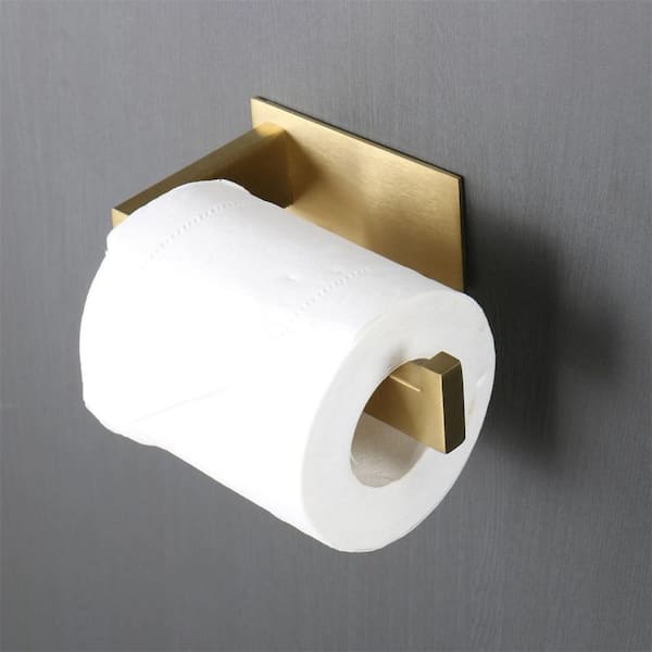 Dracelo Self Adhesive Stainless Steel Toilet Paper Holder in Brushed Gold