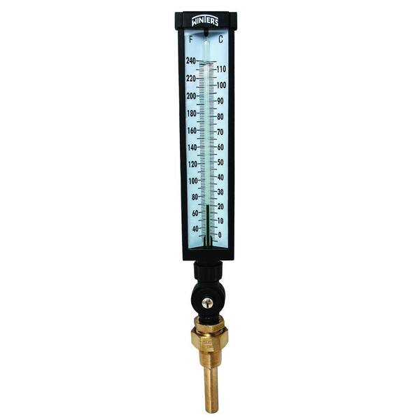 Winters Instruments 9 in. Aluminum Industrial Thermometer with 3/4 in. NPT Lead-Free Brass Thermowell and Temperature Range of 30 to 240 F/C