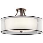 Lacey 5-Light Mission Bronze Semi-Flush Mount Ceiling Light with Translucent Organza Outer Shade