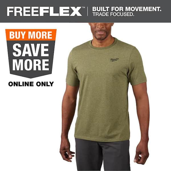 Men's X-Large Green Cotton/Polyester Short-Sleeve Hybrid Work T-Shirt