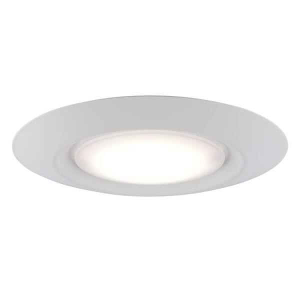 7.5 in. White Integrated LED Miniature Disk Flush Mount Ceiling Light Fixture with Frosted Acrylic Shade