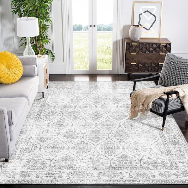 Area Rugs for Living Room 8ft x10ft Machine Washable Bedroom Rugs Distressed Vintage Print Gray rug