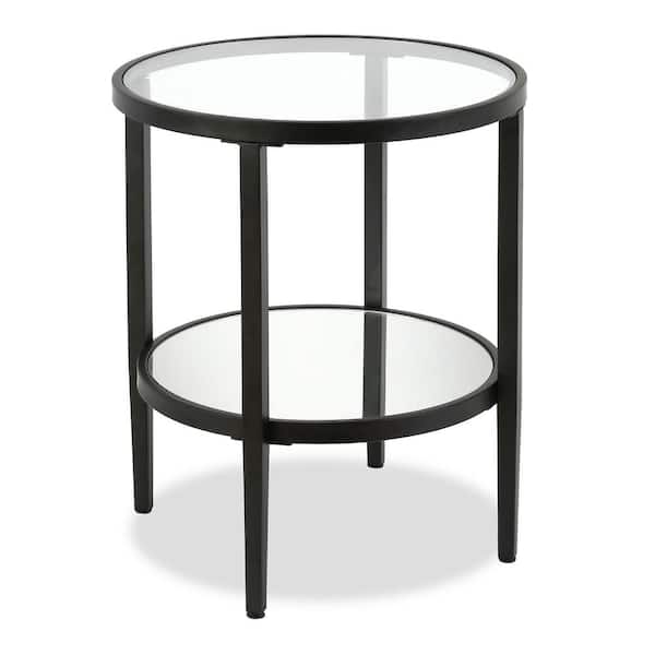Meyer&Cross Hera 20 in. Blackened Bronze Round Glass Top End Table