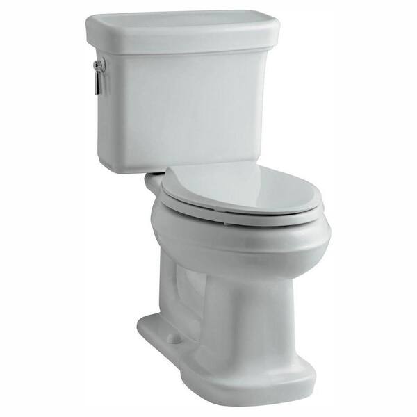 KOHLER Bancroft 2-Piece 1.28 GPF Single Flush Elongated Toilet with AquaPiston Flush Technology in Ice Grey, Seat Not Included