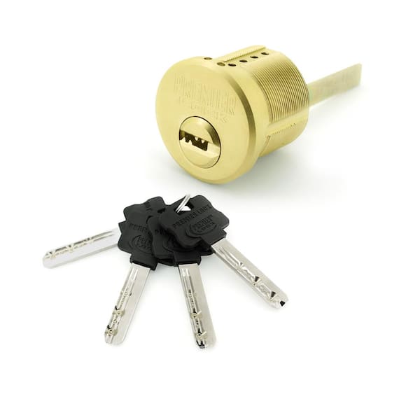 Premier Lock 1-1/8 in. High Security Rim Cylinder, Brass Finish (Pack of 4, Keyed Alike)