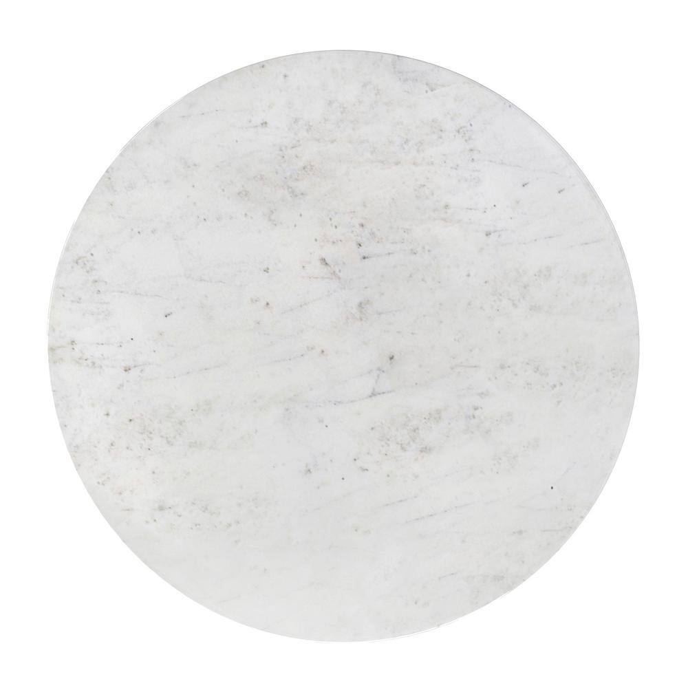 Benning White Marble and Antique Brass Round Side Table