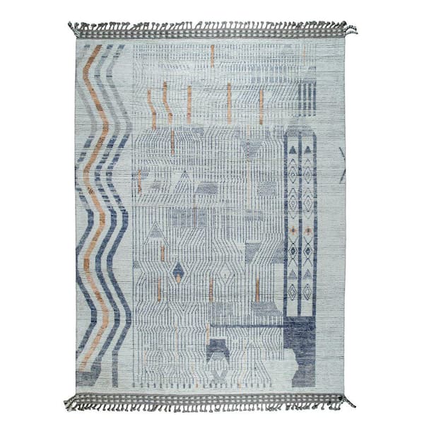 Ivory Hand-Knotted Wool Contemporary Marrakech Handspun, Timeless Elegance for Living Room, 8 ft. x 11 ft. Area Rug