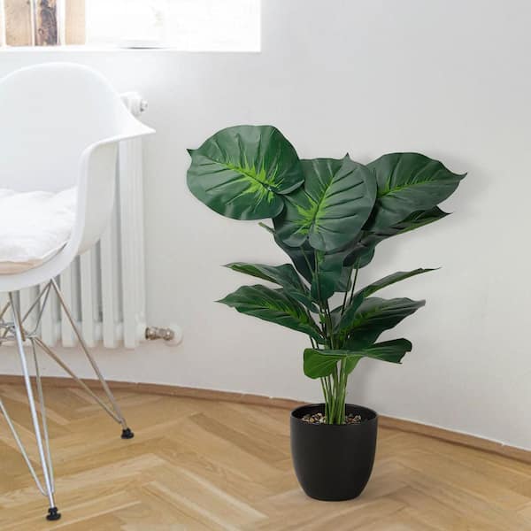 25 in. Green Artificial Plant in Pot Leaf Plant for Indoor Outdoor Home Desk Office Garden Decoration