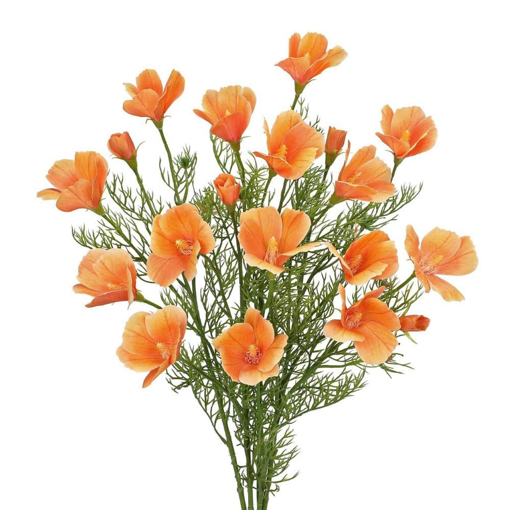 4.53 in. Artificial Orange Hibiscus Flowers Silk Indoor Outdoor