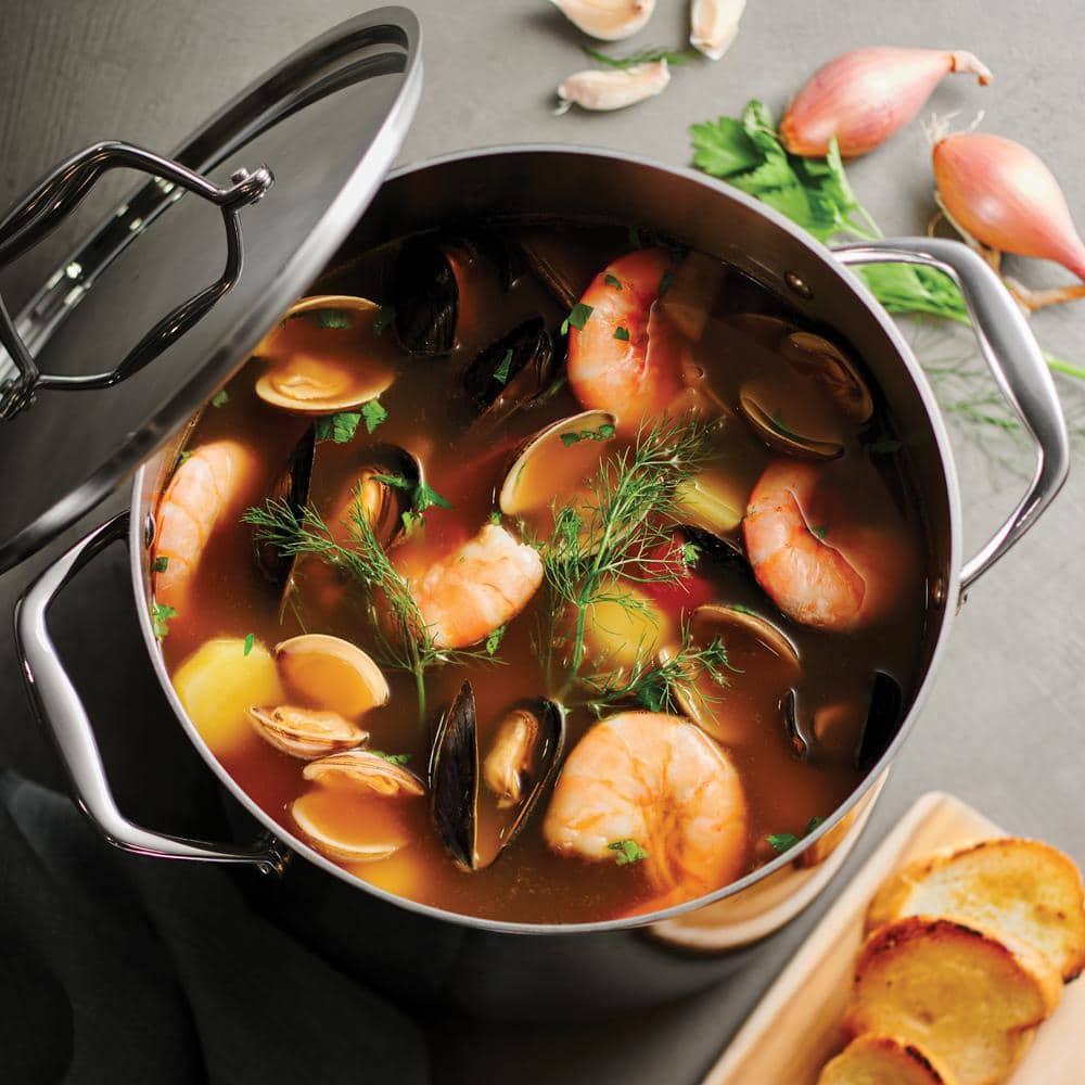 8-Quart Silver Stainless Steel Induction Stock Pot with Lid