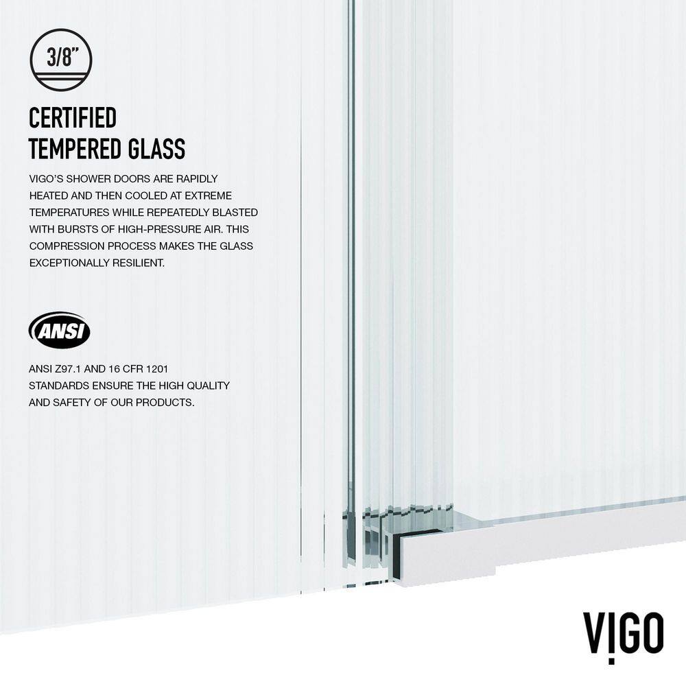 Elan Chrome Frameless Sliding Shower Door with Fluted Glass