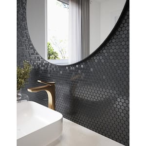Penny SB Black 11.97 in x 12 in x 0.2 in Brushed Metal Peel and Stick Wall Mosaic Tiles (5.98 sq. ft./case)