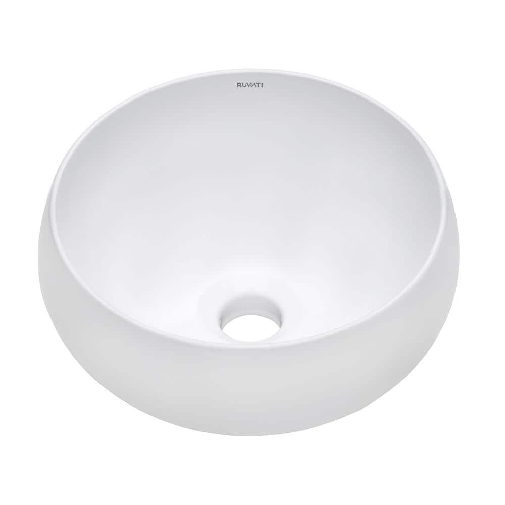 Ruvati 12" Round White Ceramic Above-Counter Vessel Sink