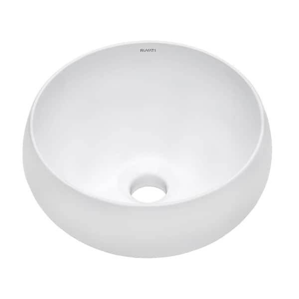 Ruvati 12 in. Above Vanity Counter Bathroom Porcelain Ceramic Vessel Sink in White