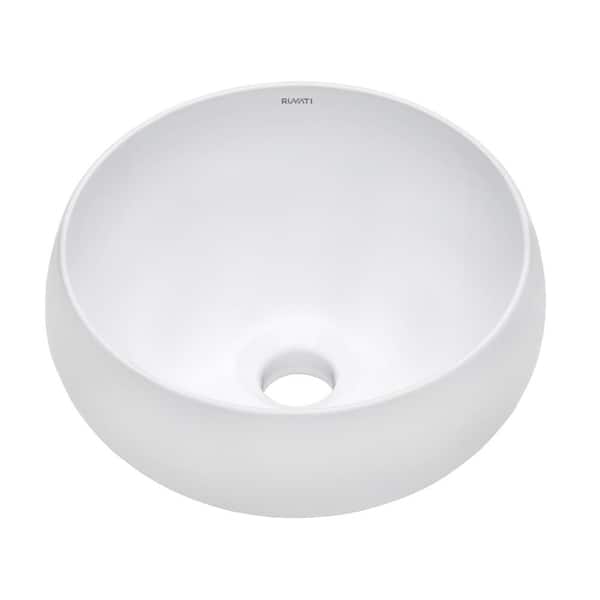 Vista 12 in. Circular Above Counter Vanity Bathroom Vessel Sink in White Porcelain Ceramic