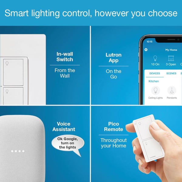 Lutron Caseta Smart Switch (2 Count) Starter Kit with Smart Hub and Pico Remote, Neutral Wire Required (P-BDG-PKG2S-HD)