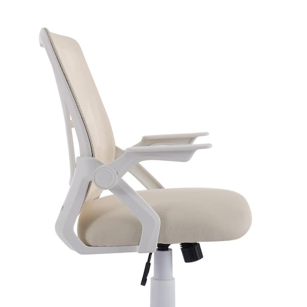 Office Chair for Computer Task Work Fabric Swivel Ergonomic Task Chair in Beige Mesh Lumbar Support with Adjustable Arms