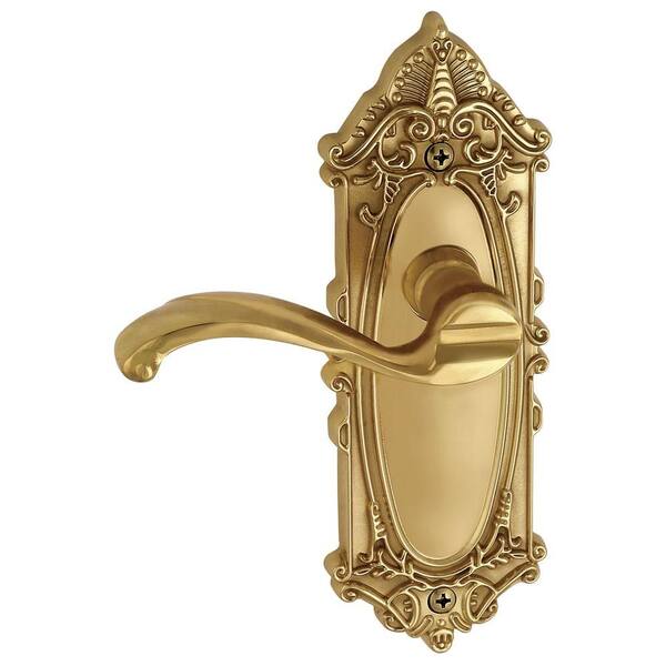 Grandeur Grande Victorian Lifetime Brass Plate with Privacy Portofino Lever