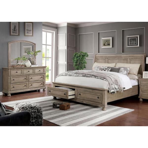Furniture of America Kapriella 2-Piece Gray King Wood Bedroom Set, Bed and Dresser