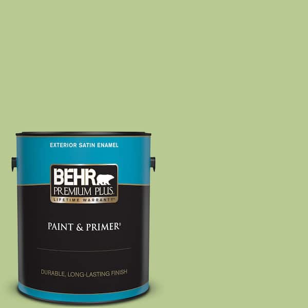 BEHR PREMIUM PLUS 1 gal. #420D-4 Marsh Fern Satin Enamel Exterior Paint & Primer