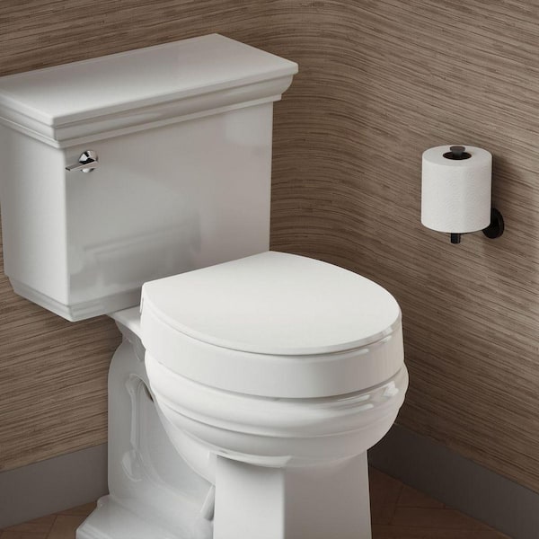 Hyten Round Elevated Quiet-Close Toilet Seat in White