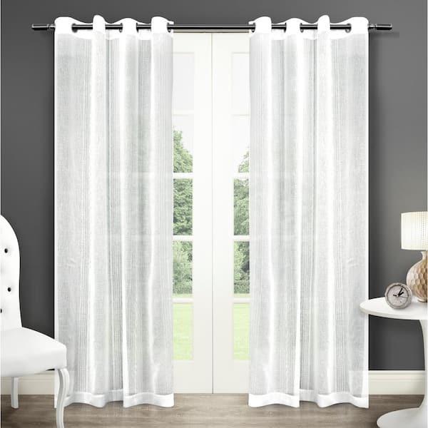 Unbranded Winter White Solid Grommet Sheer Curtain - 50 in. W x 84 in. L (Set of 2)
