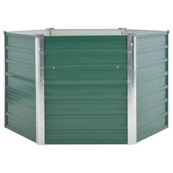 TIRAMISUBEST 50.8 in. x 50.8 in. x 31.3 in. Green Galvanized Steel Hexagon Garden Raised Planter Bed