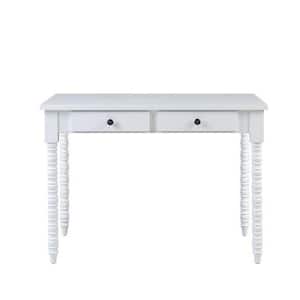 42 in. White Wood Writing Desk with 2-Drawers