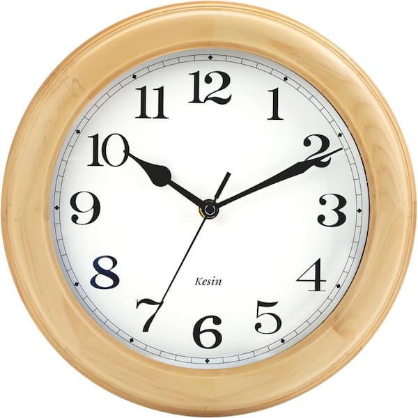 11 in x 11 in nature Wooden Wall Clock with Retro Design, Round Wall Clock Battery Operated Silent Non-Ticking