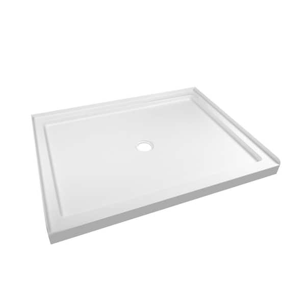 Rectangular 48 in. L x 30 in. W Acrylic Alcove Shower Pan Base with Center Drain in White