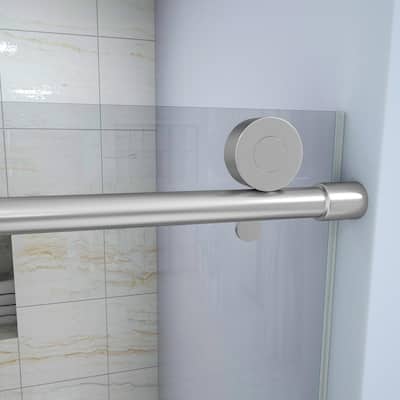 Lisa 48 in. W x 76 in. H Sliding Frameless Shower Door/Enclosure in Bright Silver with Clear Glass