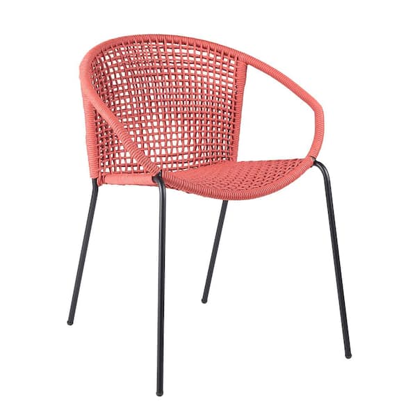 Armen Living Snack Stackable Steel, Red Steel Dining Chairs With Woven Seat