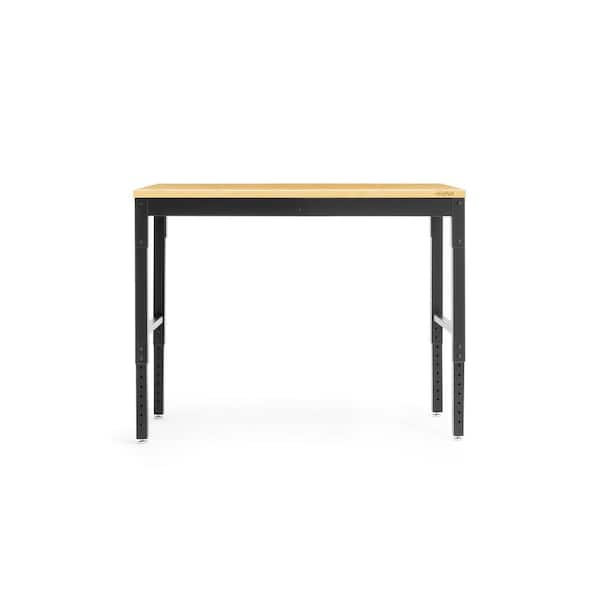 NewAge Products Pro Series 48 in. x 24 in. D Black Workbench with Bamboo Worktop