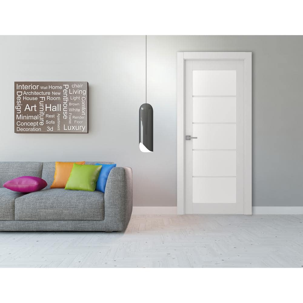 Polar White Frosted Glass Modern Interior Door Slab