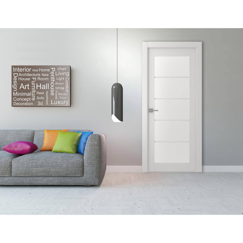 Polar White Frosted Glass Modern Interior Door Slab