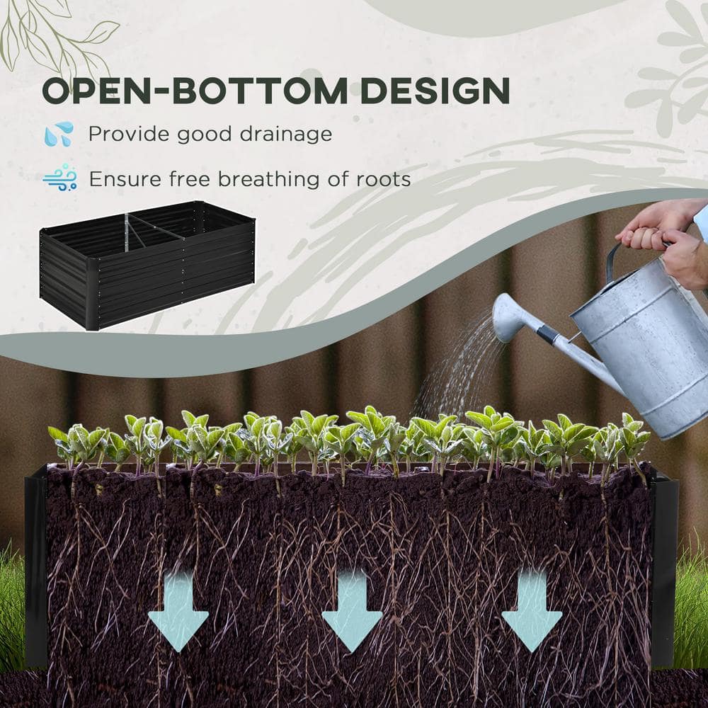 Black Galvanized Steel Outdoor Raised Garden Bed Planter