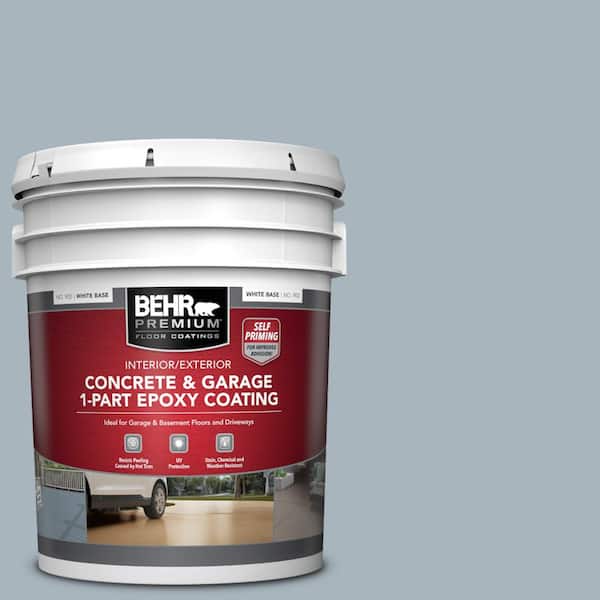 BEHR PREMIUM 5 gal. #MQ5-23 Intercoastal Gray Self-Priming 1-Part Epoxy Satin Interior/Exterior Concrete and Garage Floor Paint