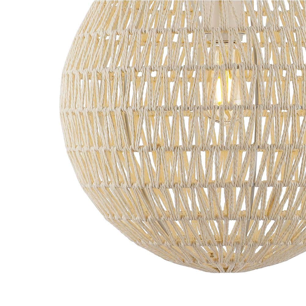 Luna 15.75" Cream Woven Rattan Globe Pendant Light