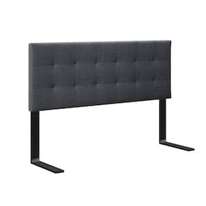Charcoal Black Linen Queen Universal Adjustable Upholstered Headboard