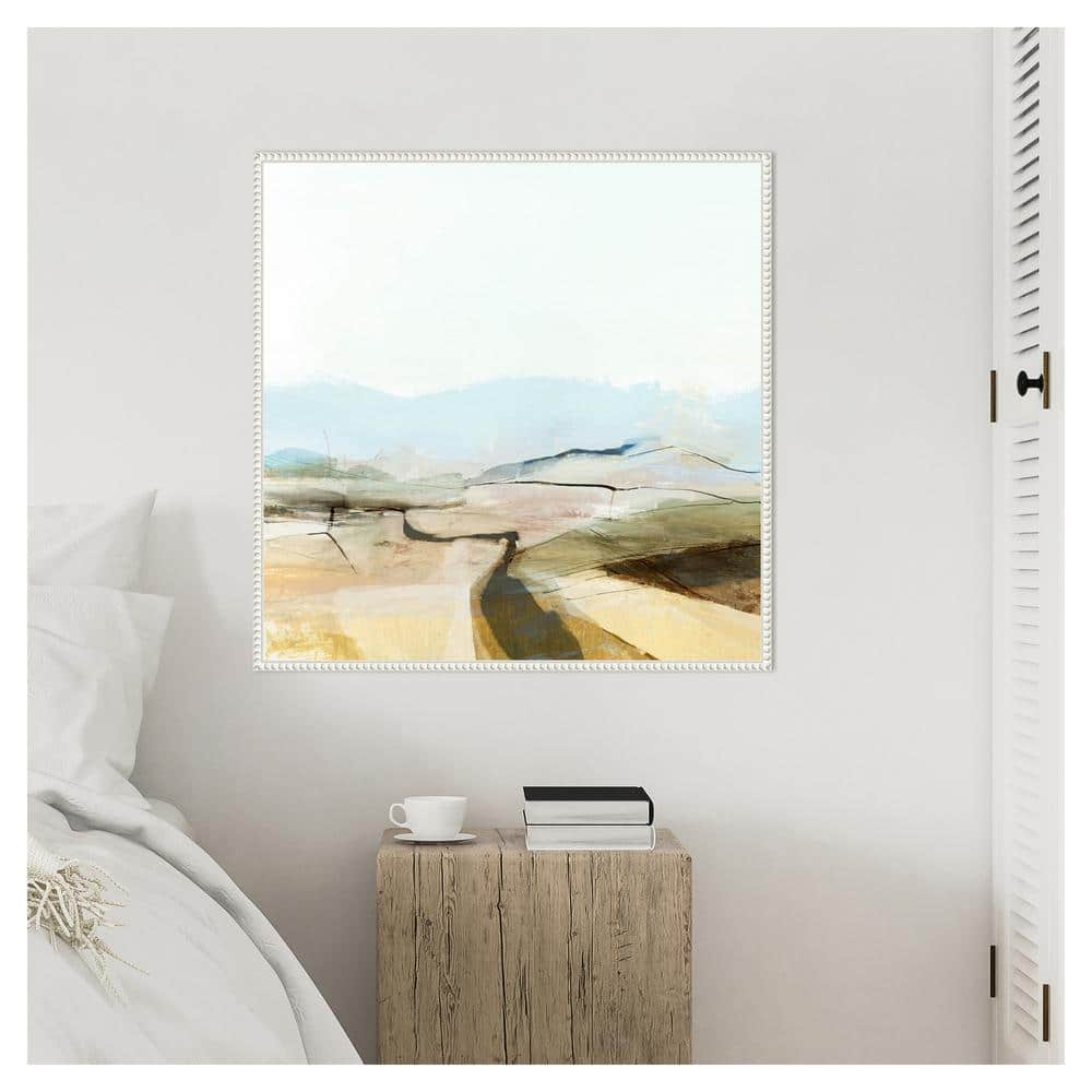 Serene Country View Abstract Canvas Wall Art with Beaded Frame