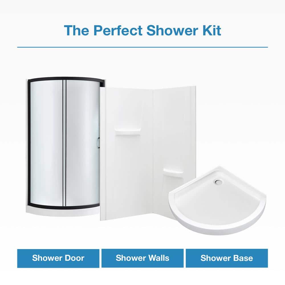 Breeze 32'' Black Corner Shower Kit with Frosted Glass