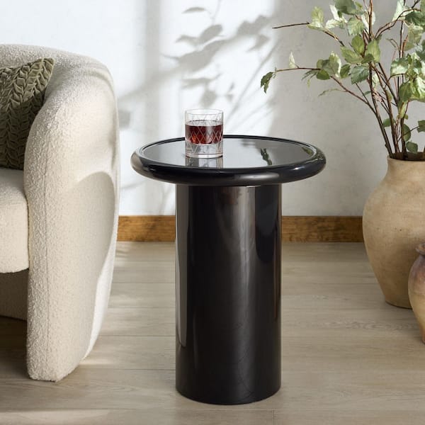 Lollita 18 in. Black Round Concrete End Table
